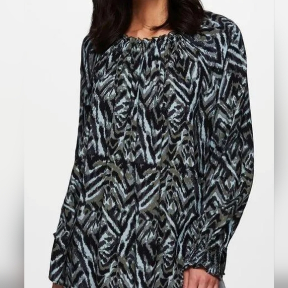 BeachLunchLounge Marissa Black Glow Peasant Top Size Large 100% Viscose - Picture 1 of 10